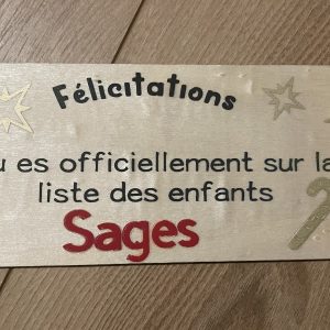 Plaque "Enfant Sage" personnalisée